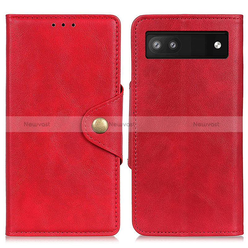 Leather Case Stands Flip Cover Holder N06P for Google Pixel 7a 5G Red