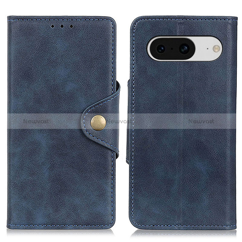 Leather Case Stands Flip Cover Holder N06P for Google Pixel 8 5G Blue