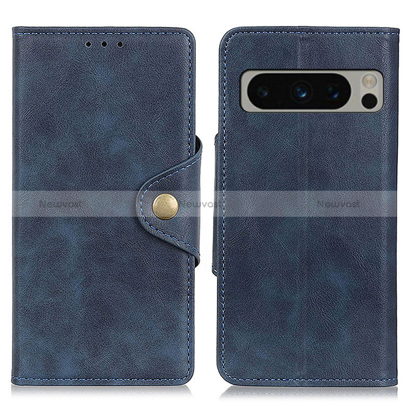 Leather Case Stands Flip Cover Holder N06P for Google Pixel 8 Pro 5G Blue