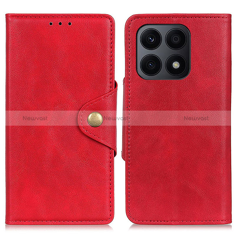 Leather Case Stands Flip Cover Holder N06P for Huawei Honor X8a 4G Red