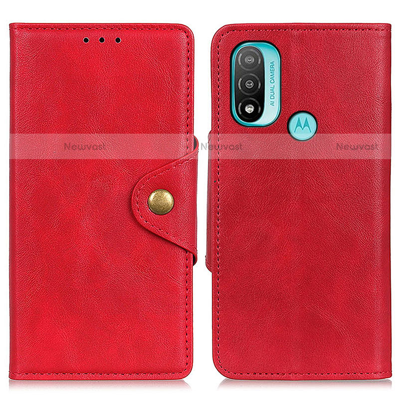 Leather Case Stands Flip Cover Holder N06P for Motorola Moto E20 Red