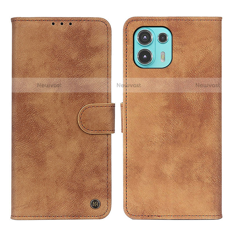 Leather Case Stands Flip Cover Holder N06P for Motorola Moto Edge 20 Lite 5G Brown