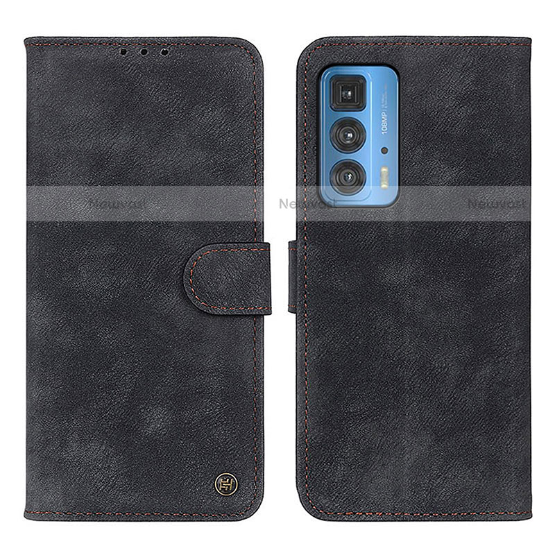 Leather Case Stands Flip Cover Holder N06P for Motorola Moto Edge 20 Pro 5G Black