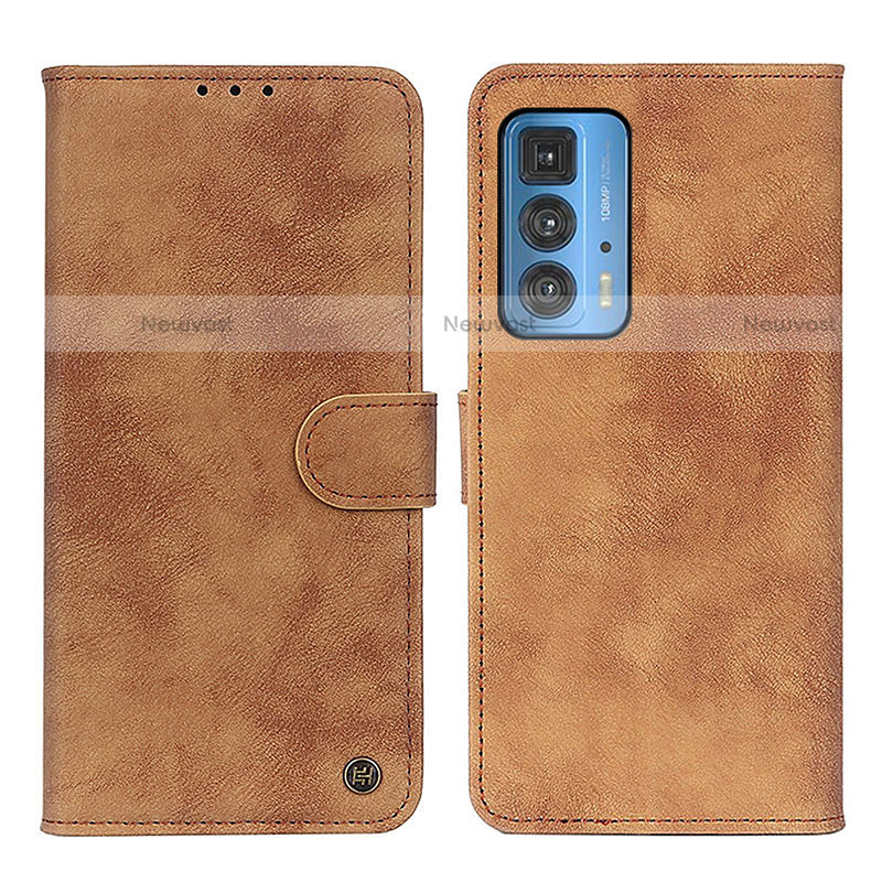 Leather Case Stands Flip Cover Holder N06P for Motorola Moto Edge 20 Pro 5G Brown