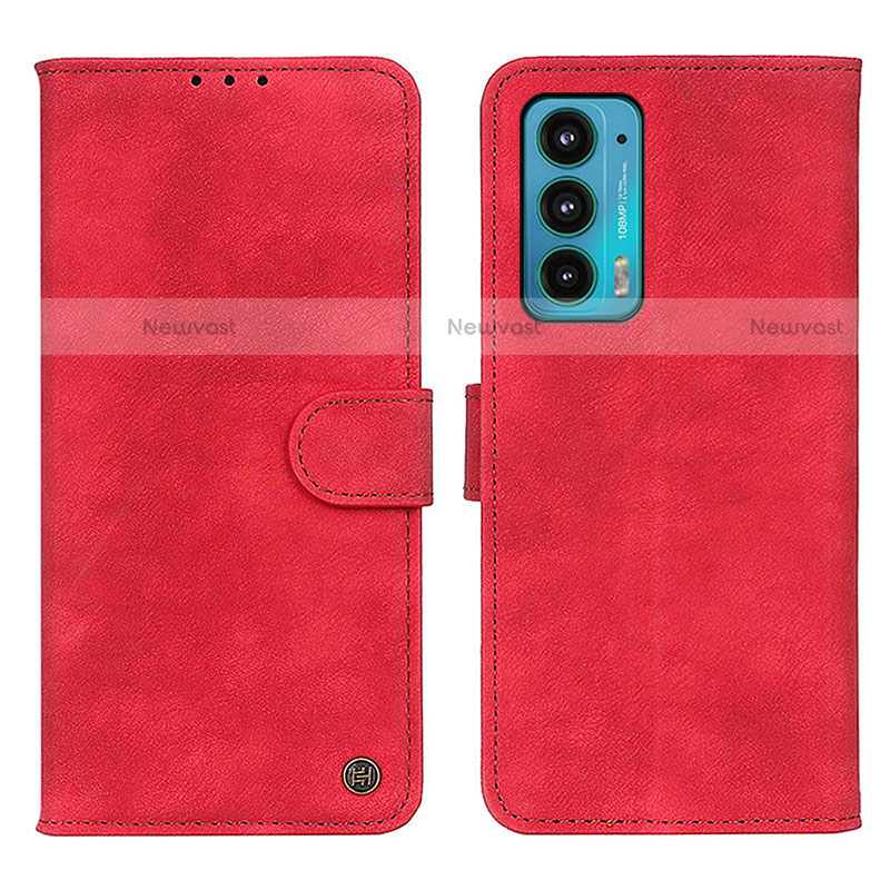 Leather Case Stands Flip Cover Holder N06P for Motorola Moto Edge Lite 5G Red