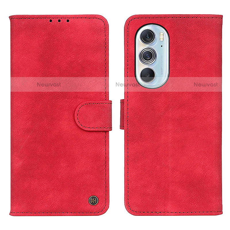 Leather Case Stands Flip Cover Holder N06P for Motorola Moto Edge X30 5G Red