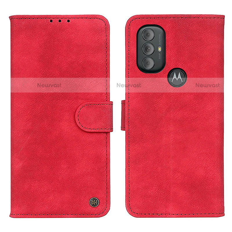 Leather Case Stands Flip Cover Holder N06P for Motorola Moto G Play (2023) Red