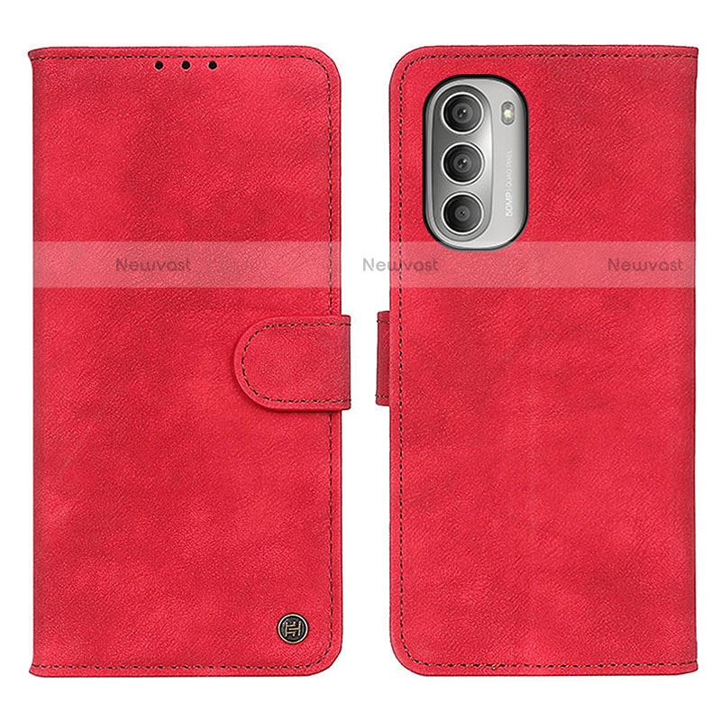 Leather Case Stands Flip Cover Holder N06P for Motorola Moto G Stylus (2022) 4G Red