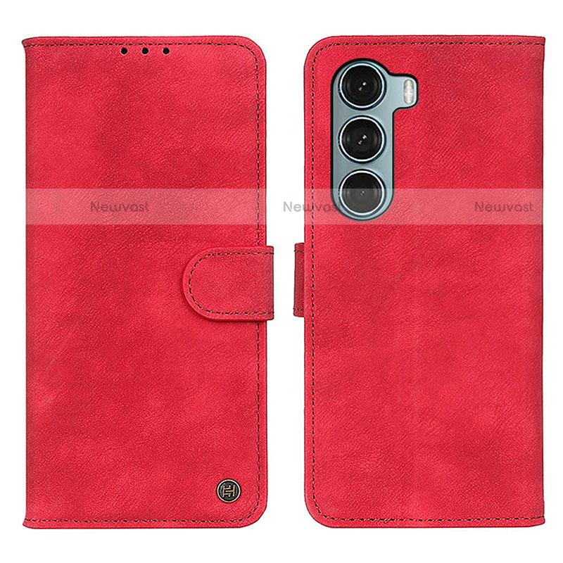 Leather Case Stands Flip Cover Holder N06P for Motorola Moto G200 5G Red