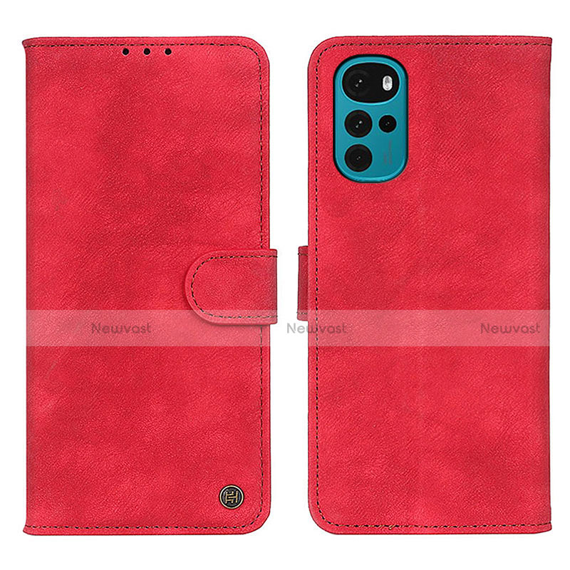 Leather Case Stands Flip Cover Holder N06P for Motorola Moto G22 Red