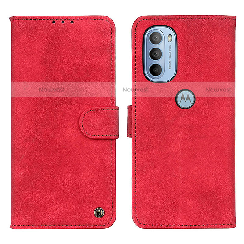 Leather Case Stands Flip Cover Holder N06P for Motorola Moto G31 Red