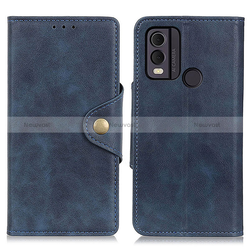 Leather Case Stands Flip Cover Holder N06P for Nokia C22 Blue