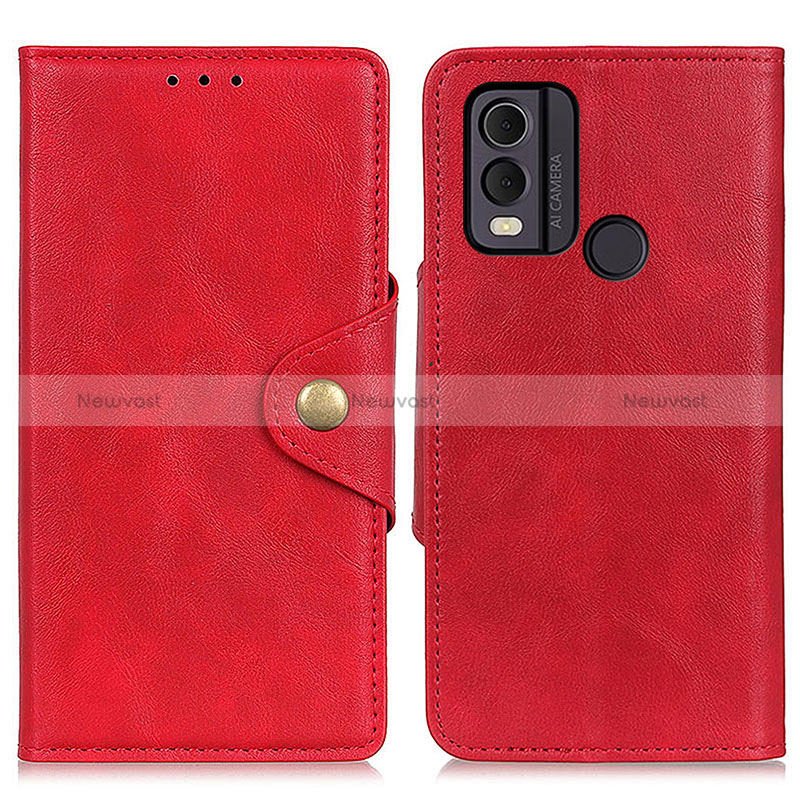 Leather Case Stands Flip Cover Holder N06P for Nokia C22 Red