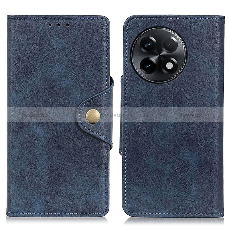 Leather Case Stands Flip Cover Holder N06P for OnePlus Ace 2 5G Blue