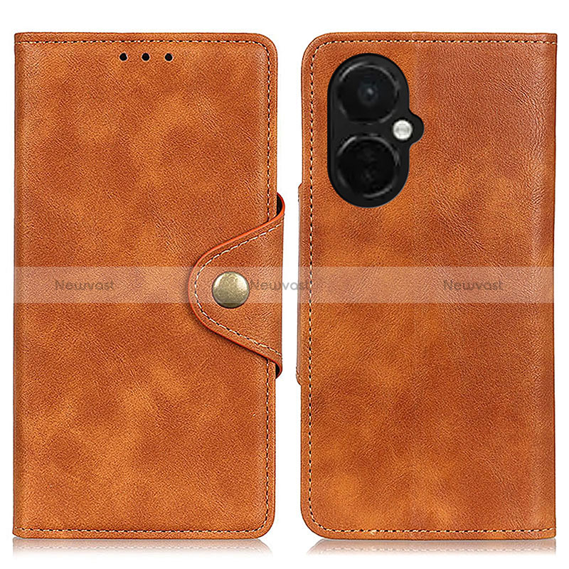 Leather Case Stands Flip Cover Holder N06P for OnePlus Nord CE 3 Lite 5G Brown