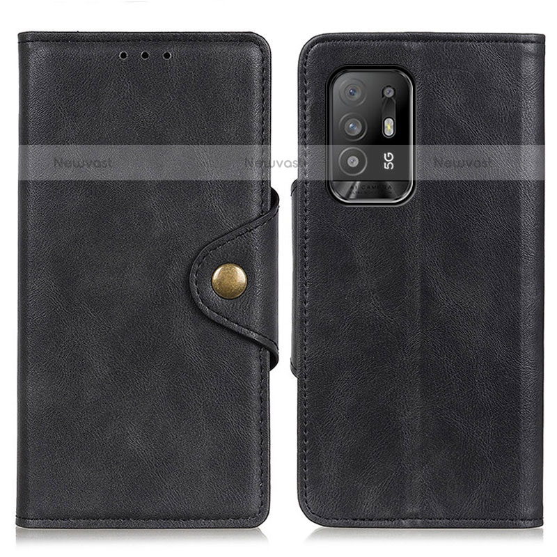 Leather Case Stands Flip Cover Holder N06P for Oppo A94 5G Black