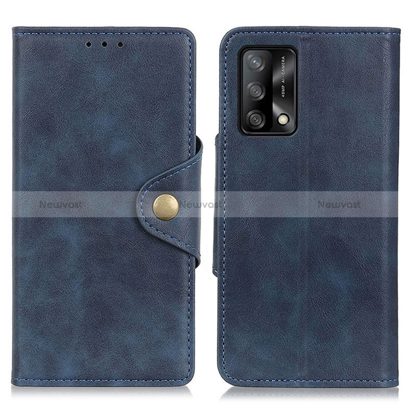 Leather Case Stands Flip Cover Holder N06P for Oppo A95 4G Blue