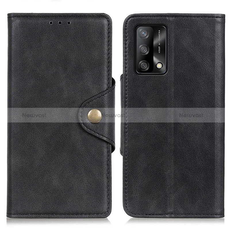 Leather Case Stands Flip Cover Holder N06P for Oppo F19 Black