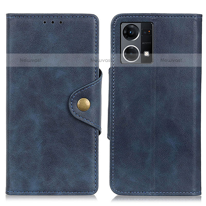 Leather Case Stands Flip Cover Holder N06P for Oppo F21 Pro 4G Blue