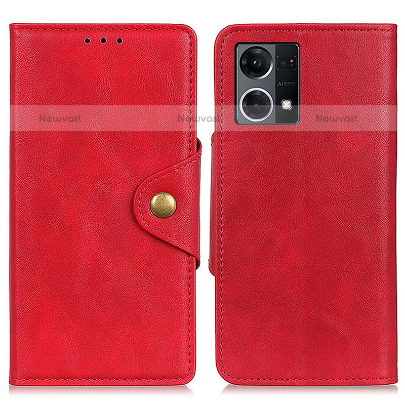 Leather Case Stands Flip Cover Holder N06P for Oppo F21 Pro 4G Red