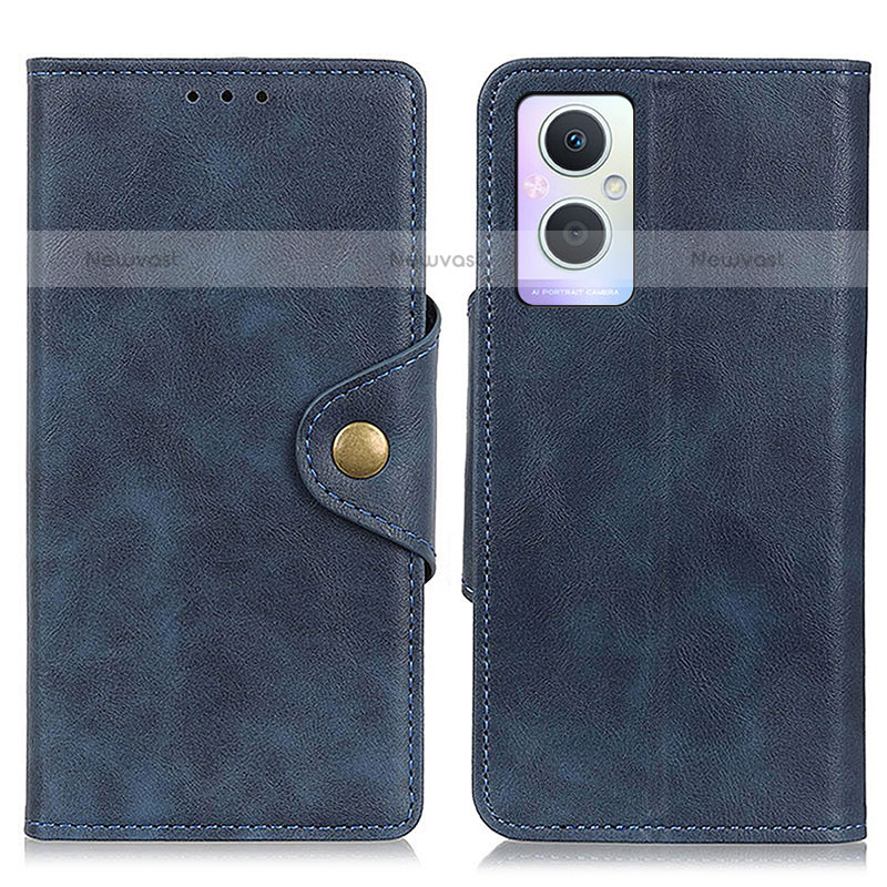 Leather Case Stands Flip Cover Holder N06P for Oppo F21 Pro 5G Blue