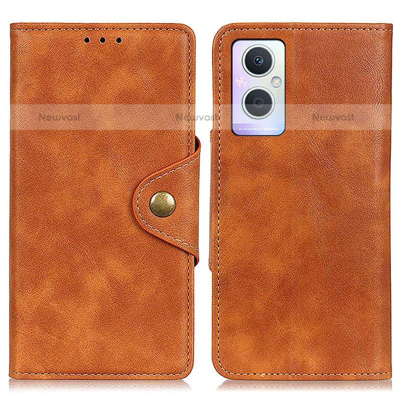 Leather Case Stands Flip Cover Holder N06P for Oppo F21 Pro 5G Brown