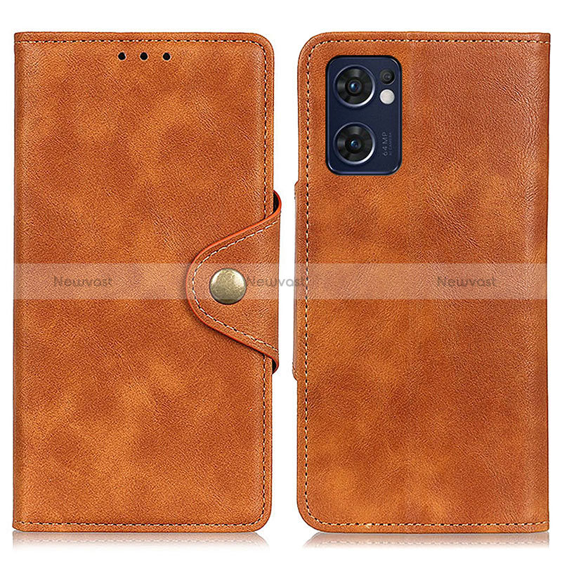 Leather Case Stands Flip Cover Holder N06P for Oppo Find X5 Lite 5G Brown