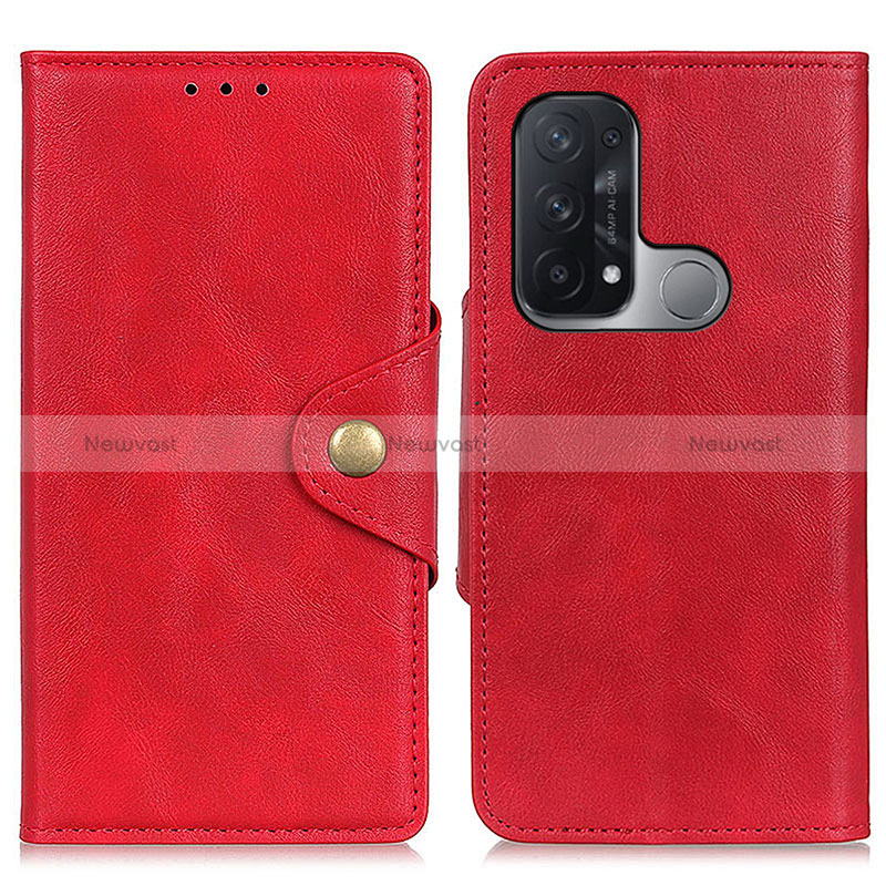 Leather Case Stands Flip Cover Holder N06P for Oppo Reno5 A Red