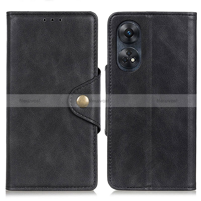 Leather Case Stands Flip Cover Holder N06P for Oppo Reno8 T 4G Black