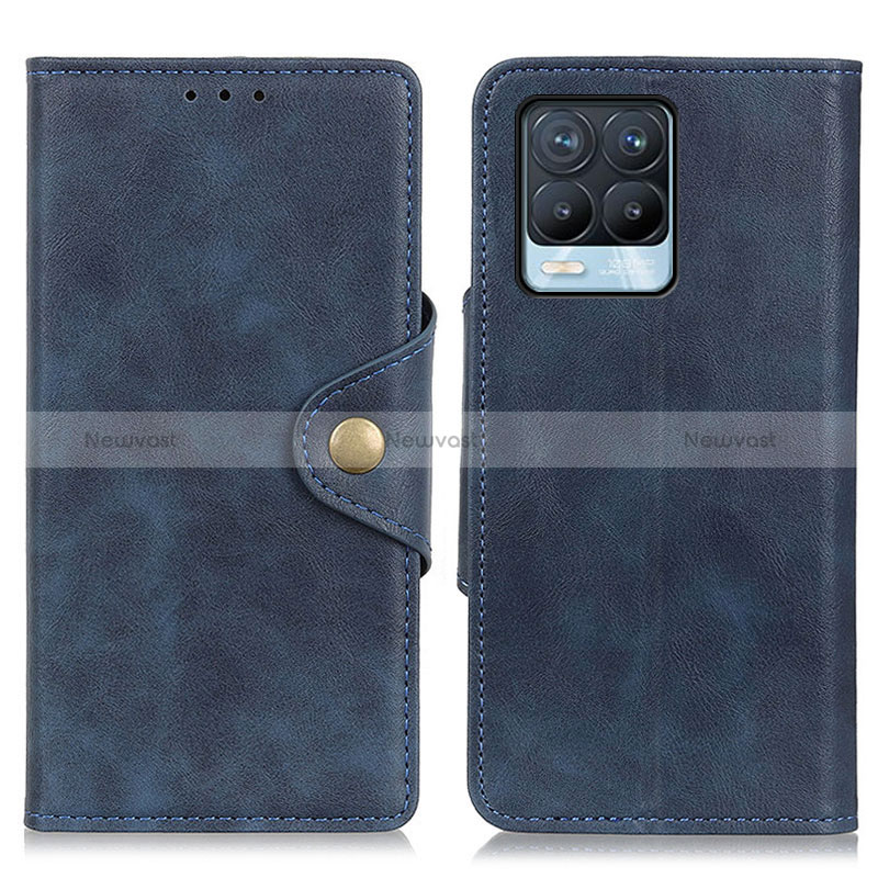 Leather Case Stands Flip Cover Holder N06P for Realme 8 4G Blue