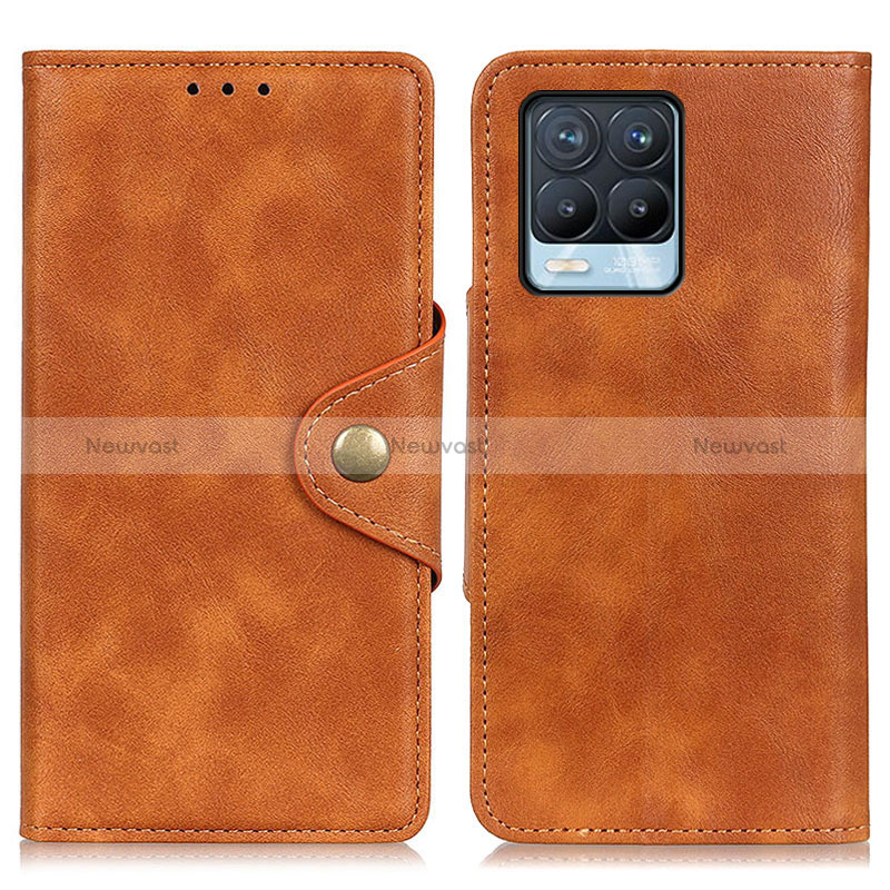 Leather Case Stands Flip Cover Holder N06P for Realme 8 4G Brown