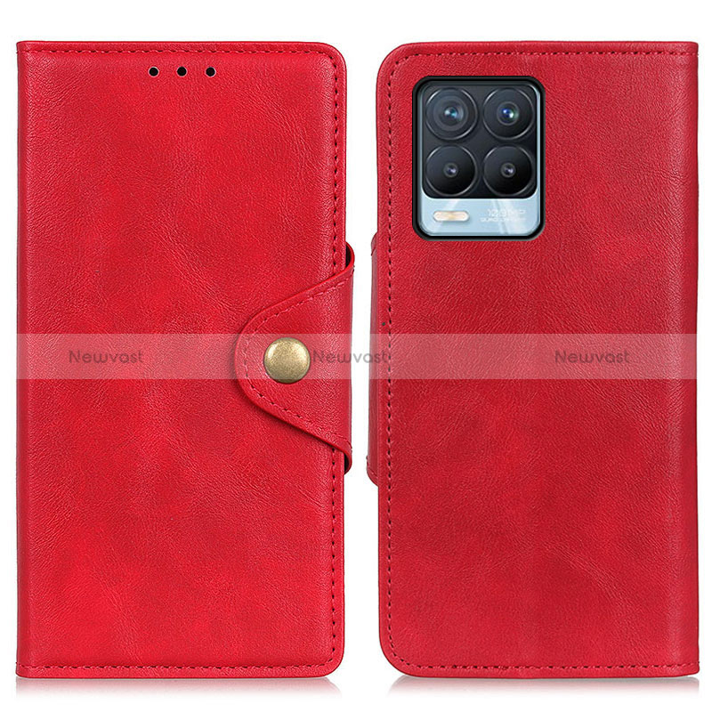 Leather Case Stands Flip Cover Holder N06P for Realme 8 4G Red