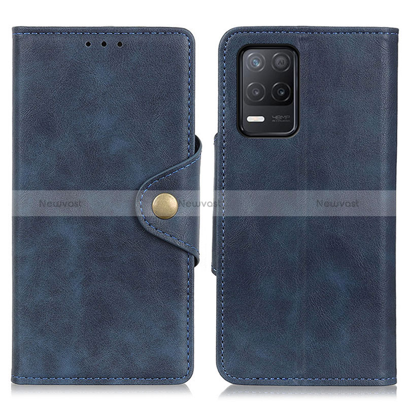 Leather Case Stands Flip Cover Holder N06P for Realme 8 5G Blue