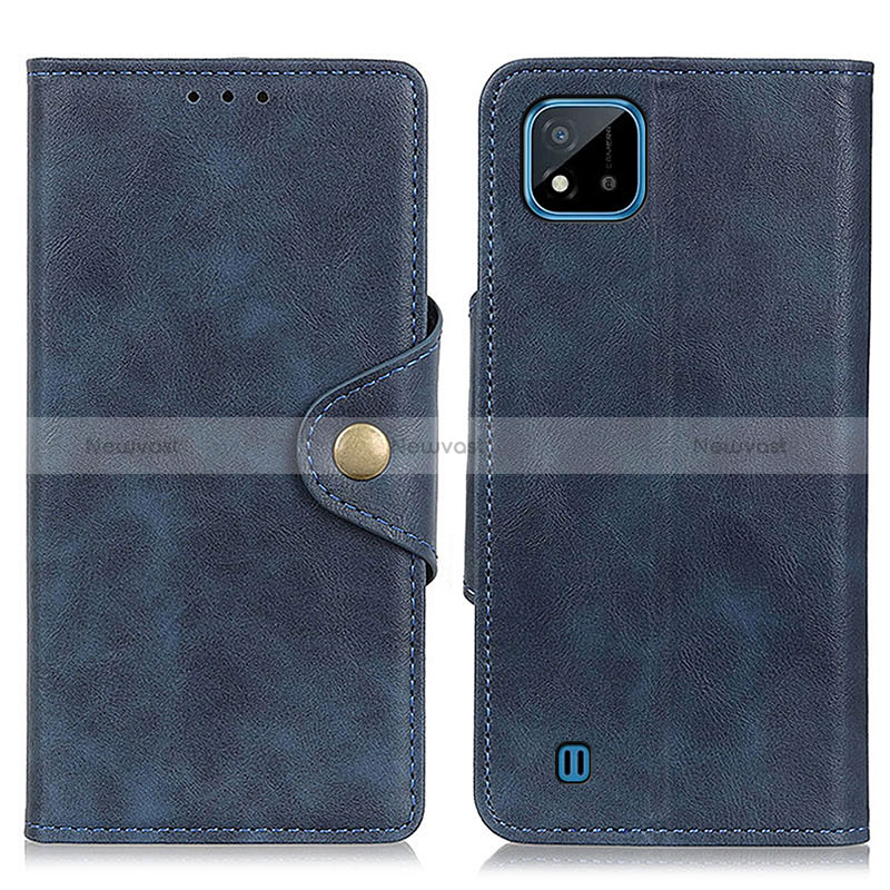 Leather Case Stands Flip Cover Holder N06P for Realme C11 (2021) Blue