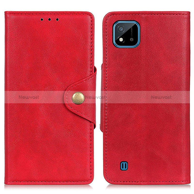 Leather Case Stands Flip Cover Holder N06P for Realme C11 (2021) Red