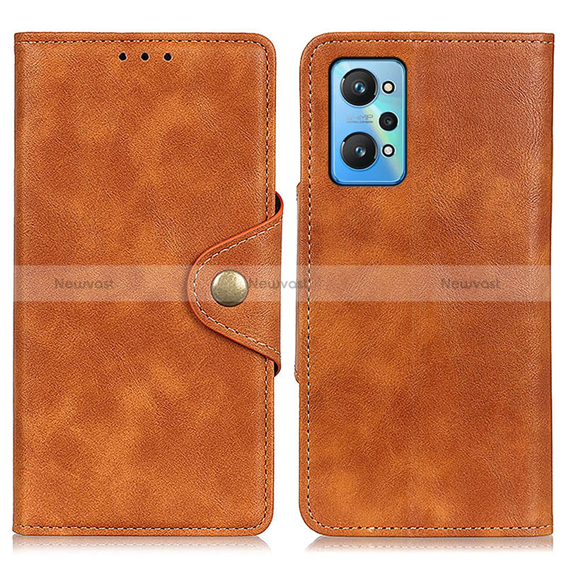 Leather Case Stands Flip Cover Holder N06P for Realme GT Neo2 5G Brown