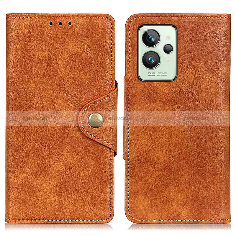 Leather Case Stands Flip Cover Holder N06P for Realme GT2 Pro 5G Brown