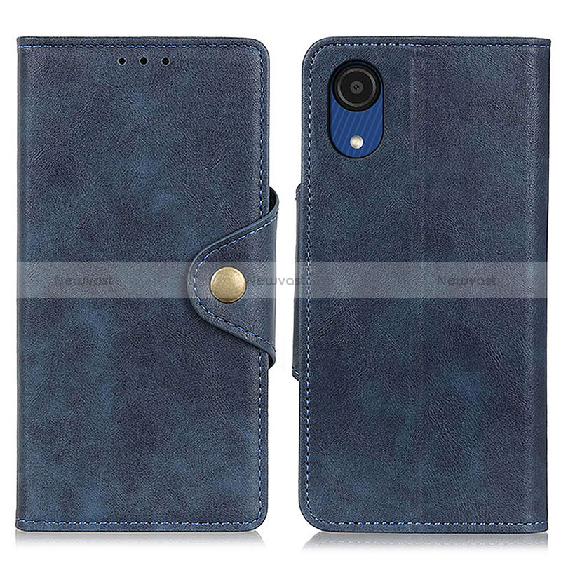 Leather Case Stands Flip Cover Holder N06P for Samsung Galaxy A03 Core Blue