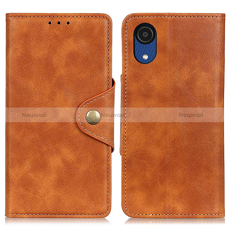 Leather Case Stands Flip Cover Holder N06P for Samsung Galaxy A03 Core Brown