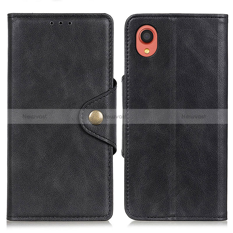 Leather Case Stands Flip Cover Holder N06P for Samsung Galaxy A22 5G SC-56B Black