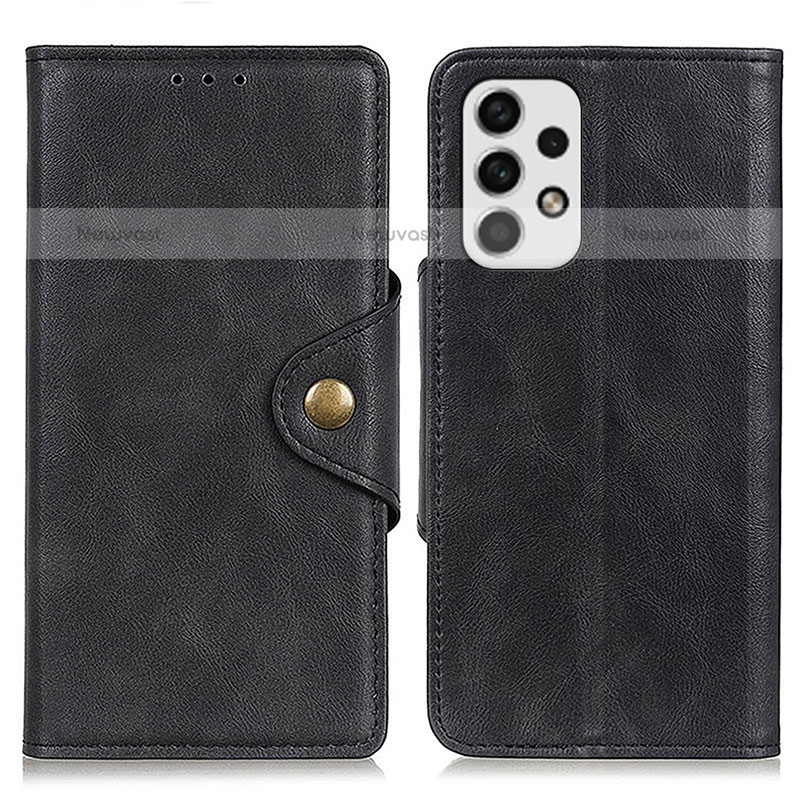 Leather Case Stands Flip Cover Holder N06P for Samsung Galaxy A23 5G Black