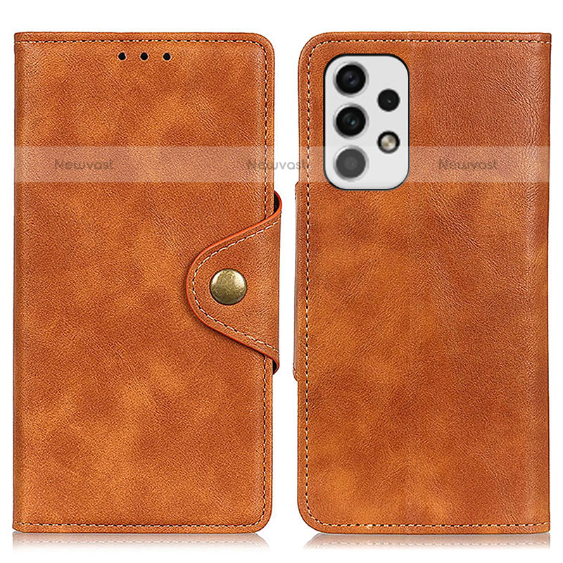 Leather Case Stands Flip Cover Holder N06P for Samsung Galaxy A23 5G Brown