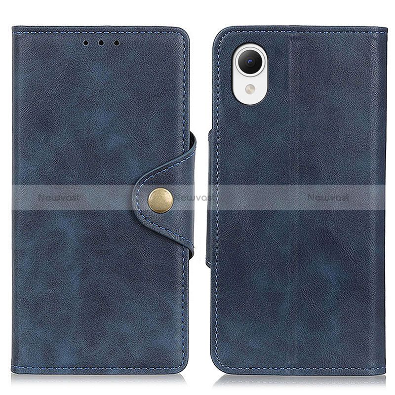 Leather Case Stands Flip Cover Holder N06P for Samsung Galaxy A23e 5G Blue