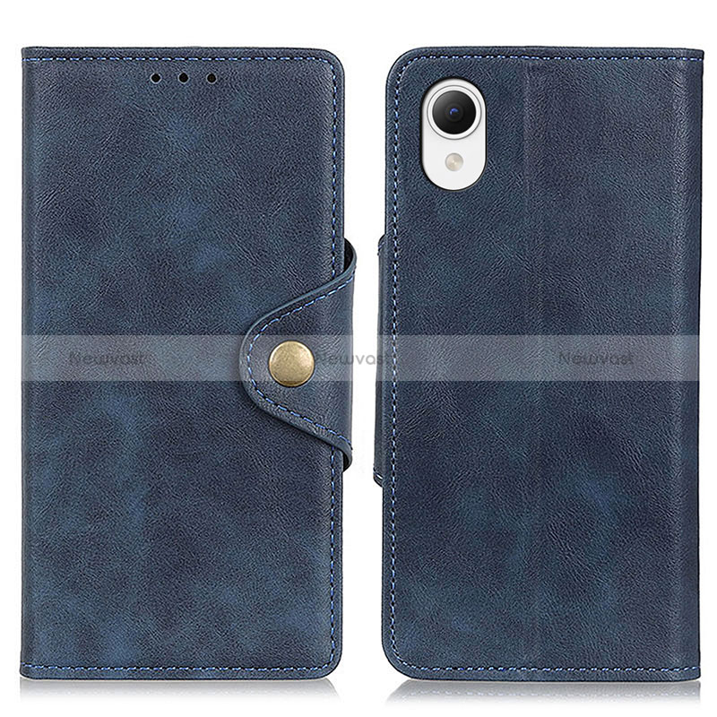 Leather Case Stands Flip Cover Holder N06P for Samsung Galaxy A23s Blue