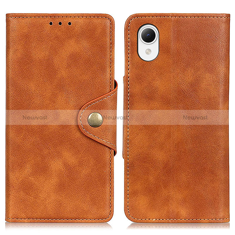 Leather Case Stands Flip Cover Holder N06P for Samsung Galaxy A23s Brown