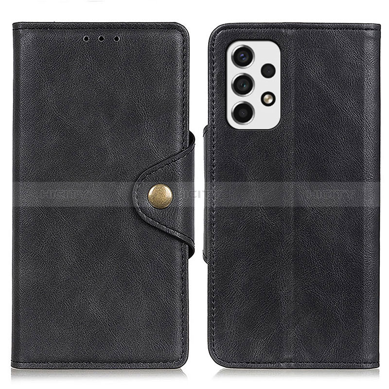 Leather Case Stands Flip Cover Holder N06P for Samsung Galaxy A53 5G Black