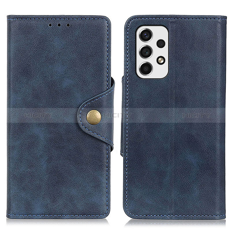 Leather Case Stands Flip Cover Holder N06P for Samsung Galaxy A53 5G Blue