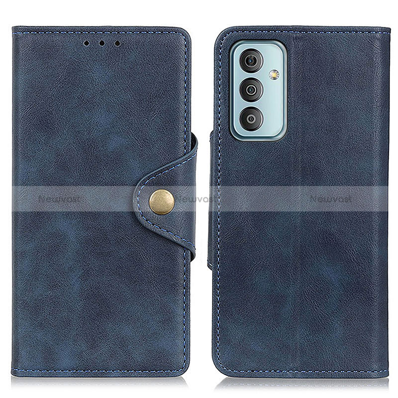 Leather Case Stands Flip Cover Holder N06P for Samsung Galaxy M23 5G Blue