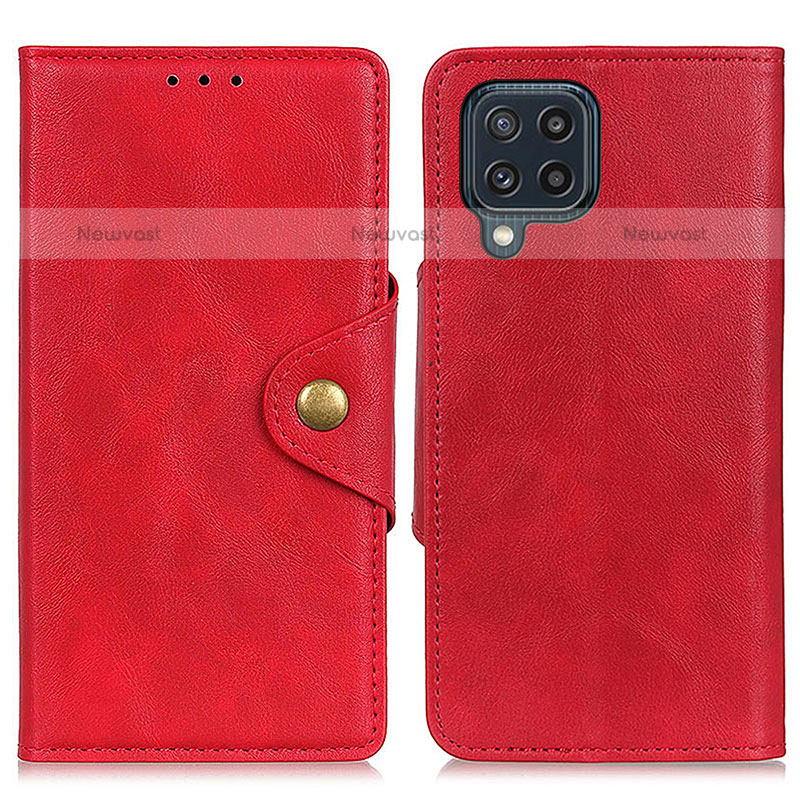 Leather Case Stands Flip Cover Holder N06P for Samsung Galaxy M32 4G Red