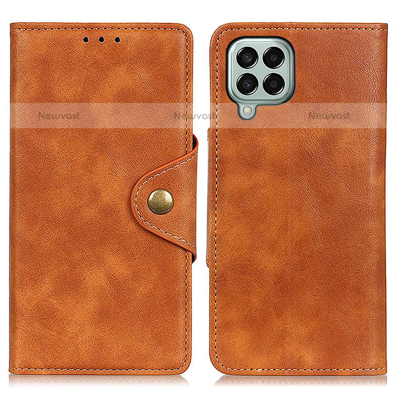 Leather Case Stands Flip Cover Holder N06P for Samsung Galaxy M33 5G Brown